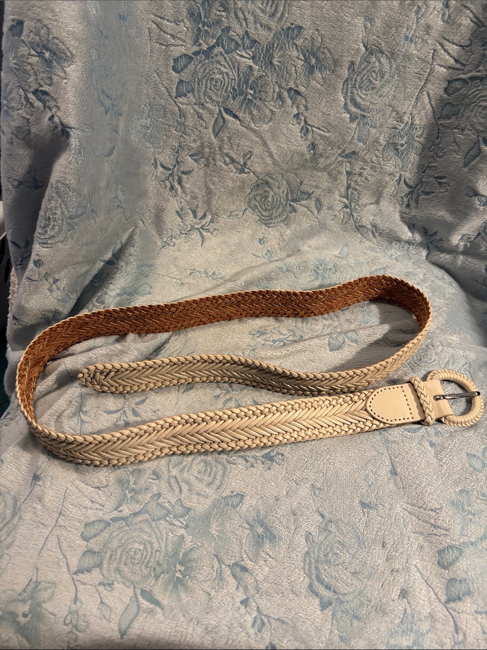 Woven Braided Belt in Beige and Tan - Neutral Leather Style